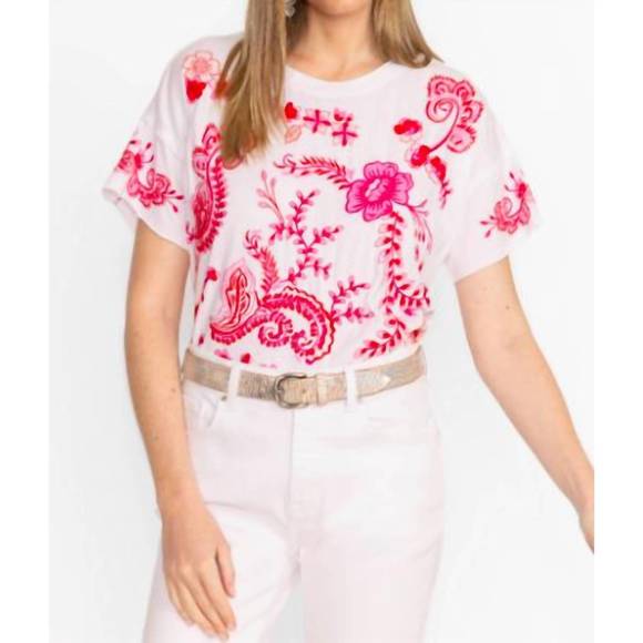 NEW JOHNNY WAS cassia raw detail swing tee in white - Picture 2 of 5